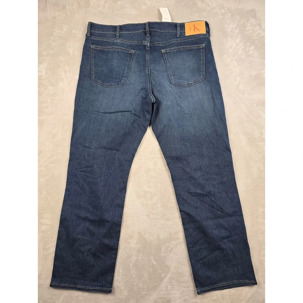 Calvin Klein Straight Jeans Mens 40x30 Blue Avedon Dark Stretch Denim